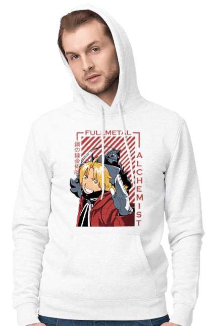 Men's hoodie with prints Fullmetal Alchemist. Adventures, alphonse elric, anime, edward elric, fullmetal alchemist, light novel, manga, steampunk. 2070702