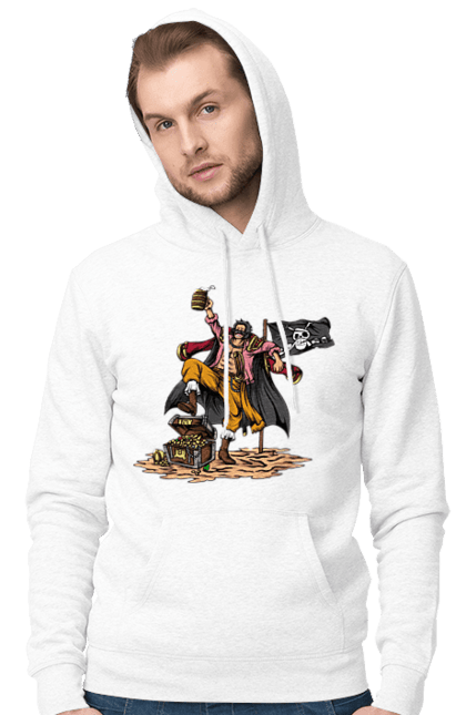 Men's hoodie with prints One Piece Gol D. Roger. Anime, gol d. roger, gold roger, manga, one piece, straw hat pirates. 2070702