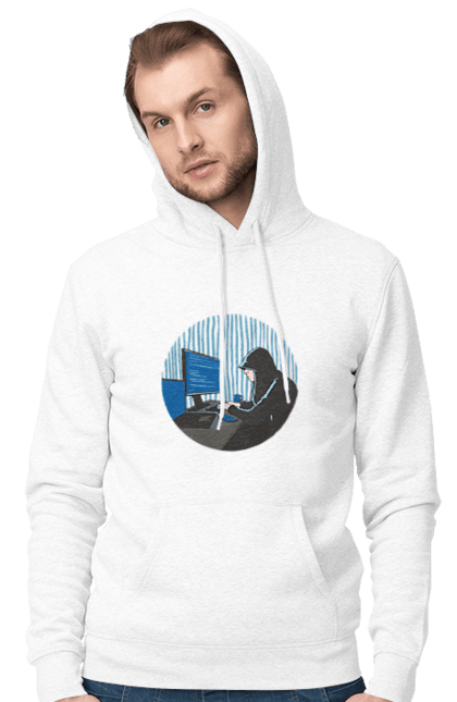 Чоловіче худі з принтом "Хакер". Бінарний, гік, програміст, хакер. 2070702