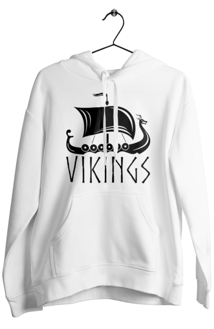 Men's hoodie with prints Drakar Viking ship. Drakar, scandinavia, viking ship, vikings. CustomPrint.market
