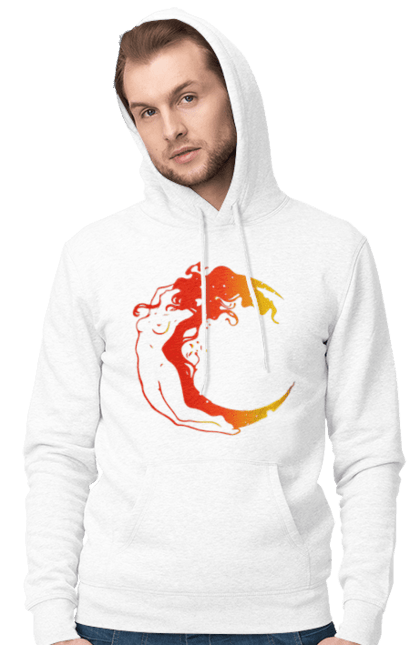 Чоловіче худі з принтом "Дівчина місяць". Дівчина, зірки, космічне, космос, місяць. 2070702