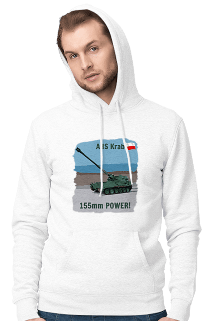 Чоловіче худі з принтом "155mm Power! САУ Krab оливковий". Ahs krab, артилерія, гаубиця, краб, польща, сау. 2070702
