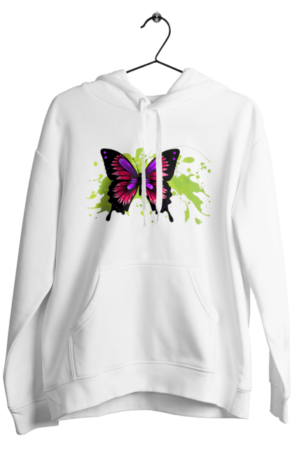 Men`s hoodie with prints Pink Butterfly. Butterfly. 2070702