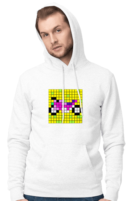 Men`s hoodie with prints Pixel Bike. Bike, bright, color, motorcycle, pixel. 2070702