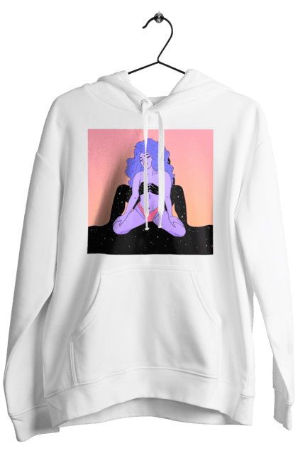 Чоловіче худі з принтом "Фіолетова Дівчина В Трусиках". Інопланетянка, у трусах. 2070702