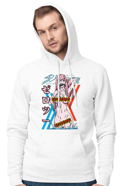 Чоловіче худі з принтом "Коханий у Франксі Zero Two". Anime, manga, zero two, аніме, зеро ту, коханий у франксі, манга, милий у франксі, нуль два. 2070702