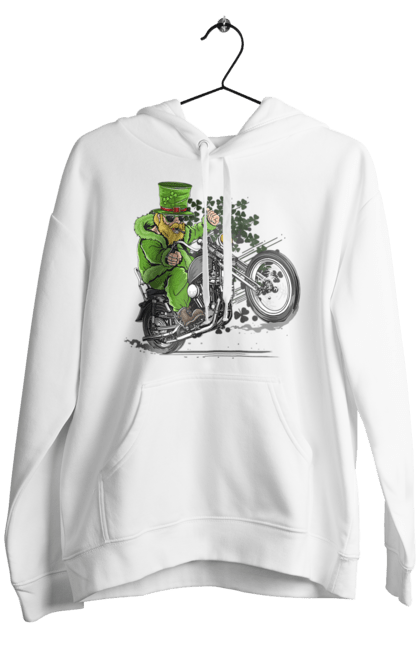 Чоловіче худі з принтом "Патрік На Мотоциклі". Мотоцикл, патрик, свято. 2070702