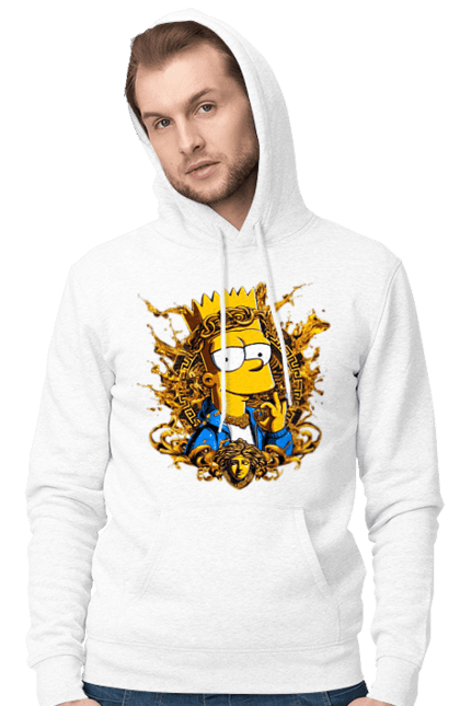 Men's hoodie with prints Bart Simpson Versace. Bart, cartoon, serial, simpson, versace. 2070702