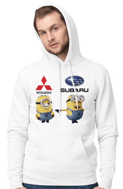 Чоловіче худі з принтом "Minion Субару". Авто, машини, міньйони, мітсубісі, субару. 2070702