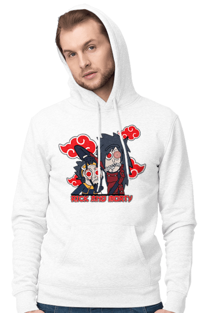 Men's hoodie with prints Rick and Morty. Adventures, black humor, cartoon, naruto, rick, rick and morty, sci-fi, tragicomedy. 2070702
