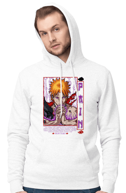 Men's hoodie with prints Naruto Yahiko. Akatsuki, anime, character, manga, naruto, ninja, pain, tv series, yahiko. 2070702