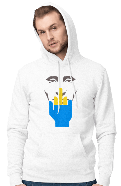 Чоловіче худі з принтом "Путін Хуйло". Все, голова путіна, доброго вечора, йди нахуй, мертвий москаль, москалі, орки, путін хуйло, російський військовий, середній палець. 2070702