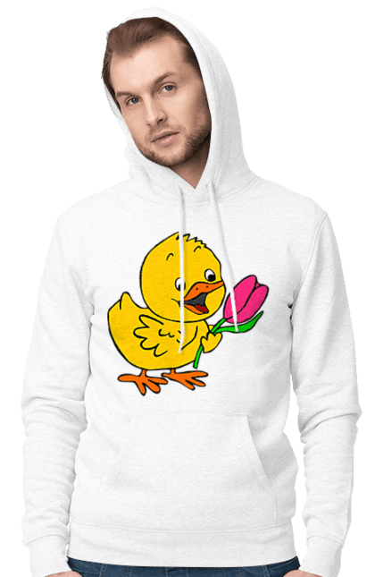 Чоловіче худі з принтом "Курча З Тюльпаном". Курча, тюльпан. 2070702