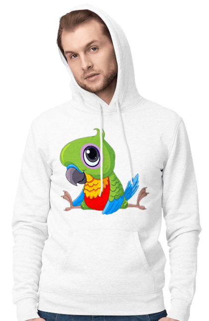 Men`s hoodie with prints Lovebird. Nicely, parrot. 2070702