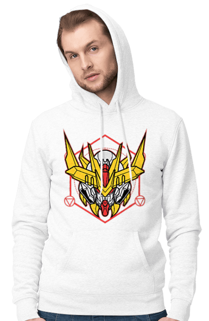 Men's hoodie with prints Gundam Barbatos Lupus Rex. Anime, asw g 08, barbatos lupus rex, game, gundam, manga, robot, video game, war. 2070702