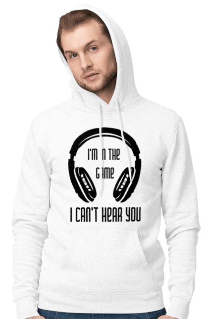 Men's hoodie with prints Headphone. I`m in the game, I can`t hear you. Computer games, game mania, gamer, headphone. CustomPrint.market