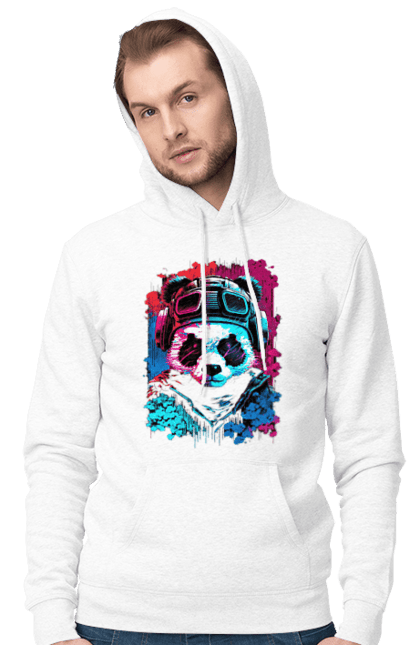 Чоловіче худі з принтом "Панда в VR шолом". Віртуальна реальність, гік, панда, персонаж, шолом. 2070702