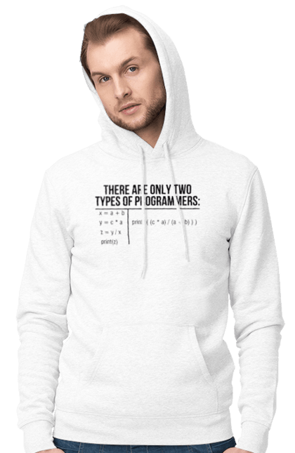 Чоловіче худі з принтом "Два типи програмістів". Два програмісти, два типи, два типи програмістів, жарт it, мак адреса, програміст, технічне завдання, ти ж програміст, фрілансер. 2070702