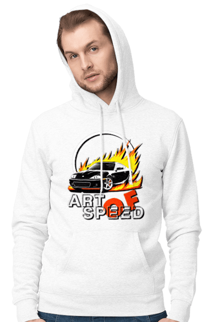Чоловіче худі з принтом "Автомобіль у вогні". Авто, автомобіль у вогні, гонка, дрейф, спорт, спортивна машина, швидкість. 2070702