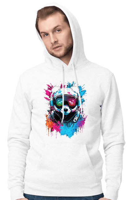 Чоловіче худі з принтом "Панда в VR шолом". Віртуальна реальність, гік, панда, персонаж, шолом. 2070702