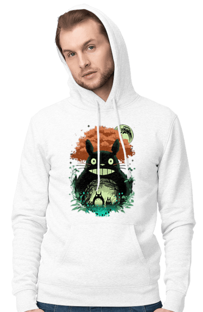 Men's hoodie with prints Totoro. Adventures, anime, comedy drama, fantasy, film, my neighbor totoro, tv series. 2070702