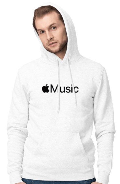 Чоловіче худі з принтом "APPLE MUSIC". Apple, apple music, music, айфон, яблуко. CustomPrint.market