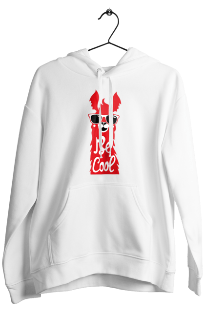 Men`s hoodie with prints Cool llama. Animals, cool, glasses, lama. 2070702