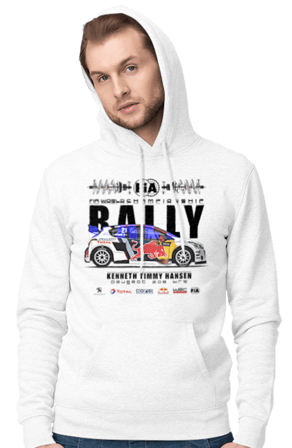 Чоловіче худі з принтом "Red Bull Rally". Rally, red bull, авто, автомобіль, гонка, ралі, ред булл, редбул, спорт. 2070702