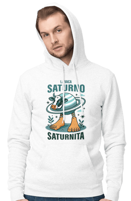 Чоловіче худі з принтом "Lavaca Saturno Saturnita". Брейнрот, італійська гнилизна мозку, італійський брейнрот, італійський мем, італійські меми, корова сатурн, ла вака, ла вака сатурно, лавака сатурно, сатурно сатурніто. 2070702