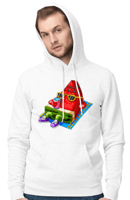 Men`s hoodie with prints Watermelon Drinks Cocktail. Cocktail, summer, watermelon. 2070702