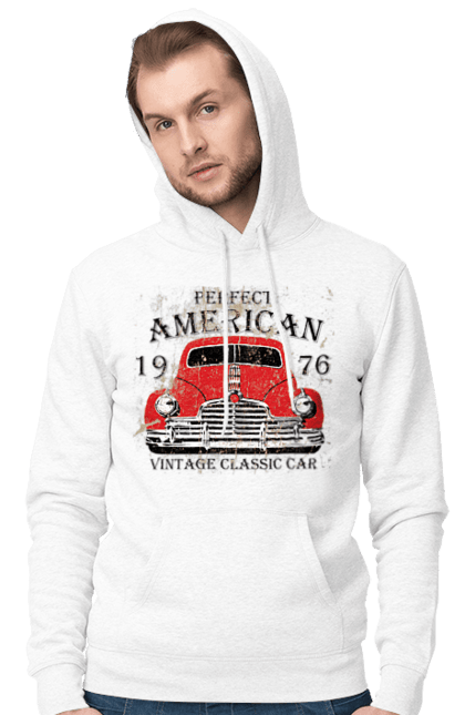 Чоловіче худі з принтом "Машина вінтаж, 1976". 1976, вінтаж, машина. 2070702