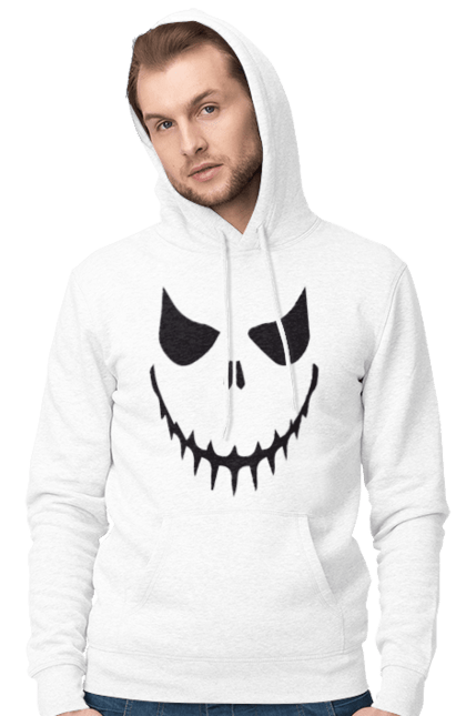 Men's hoodie with prints Halloween pumpkin face. Costume, halloween, holiday, october, october 31, pumpkin, scary, sweets, trick or treat. 2070702