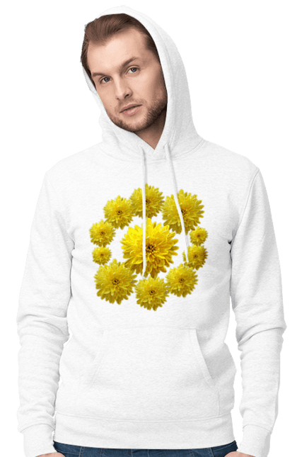 Чоловіче худі з принтом "Хризантеми жовті". Квіти, літо, подарунок, природа, рослини, хризантеми. futbolka.stylus.ua