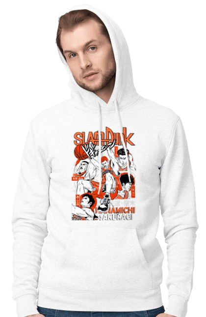 Чоловіче худі з принтом "Слем данк Сакурагі Ханамічі". Hanamichi sakuragi, slam dunk, аніме, баскетбол, манга, сакурагі ханамічі, слем-данк, спокон, спортивне аніме, сьонен. 2070702