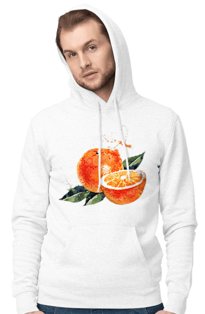 Чоловіче худі з принтом "Помаранчевий Апельсин". Апельсин, помаранчевий апельсин, фрукт, цитрус. CustomPrint.market