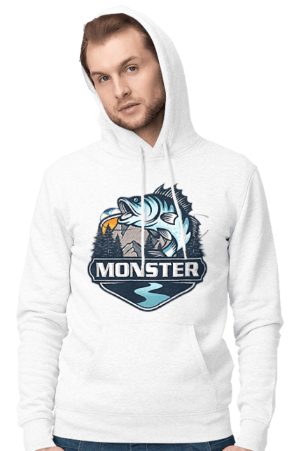 Чоловіче худі з принтом "Рибалка". Монстер, рибак, рибалка, хоббі. 2070702