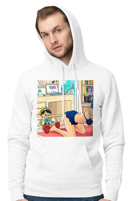 Чоловіче худі з принтом "Буратіно У Дорослій Казці". Бетмен, буратіно, гола, поцілунок, прикол. 2070702