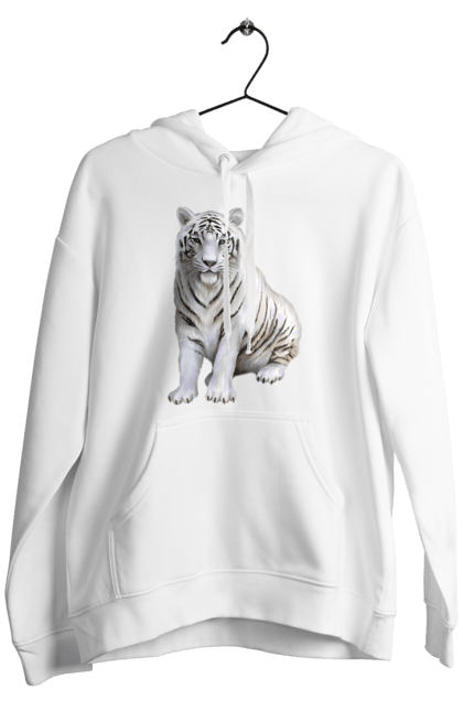 Чоловіче худі з принтом "Тигр". Білий, тварини, тигр. CustomPrint.market