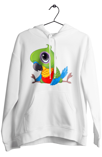 Men`s hoodie with prints Lovebird. Nicely, parrot. 2070702