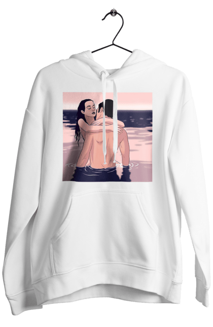 Чоловіче худі з принтом "Парочка Обнімається В Річці". Голо, кохання, пара. 2070702