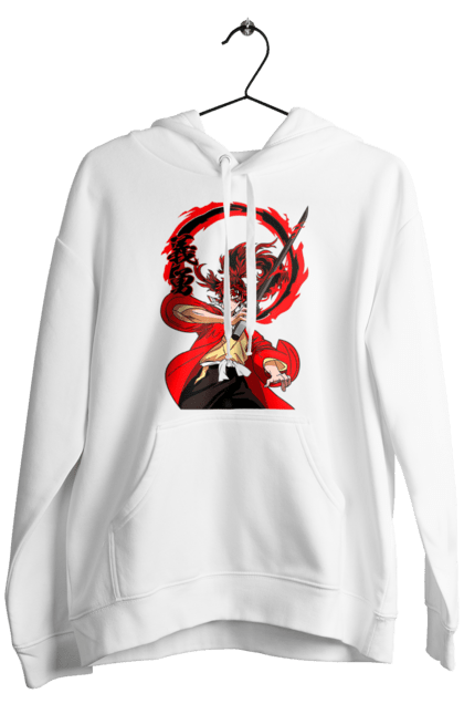 Men's hoodie with prints Demon Slayer Yoriichi Tsugikuni. Anime, demon slayer, manga, tsugikuni, yoriichi, yoriichi tsugikuni. 2070702