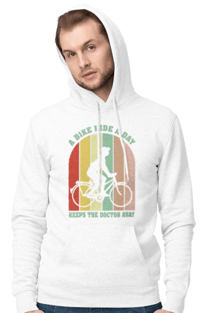 Men`s hoodie with prints Bike ride. Bike, bike ride, bike ride, burn, healthy lifestyle. 2070702