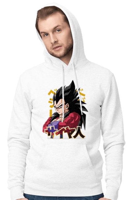 Men's hoodie with prints Dragon Ball Vegeta. Anime, dragon ball, goku, manga, tv series, vegeta. 2070702