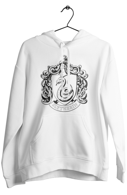 Men's hoodie with prints Harry Potter Slytherin. Faculty, franchise, harry potter, hogwarts, slytherin. 2070702