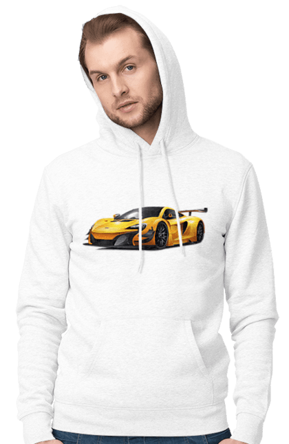 Чоловіче худі з принтом "Спорткар". Автомобіль, жовтий автомобіль, жовтий спорткар, спорт, спорткар. 2070702