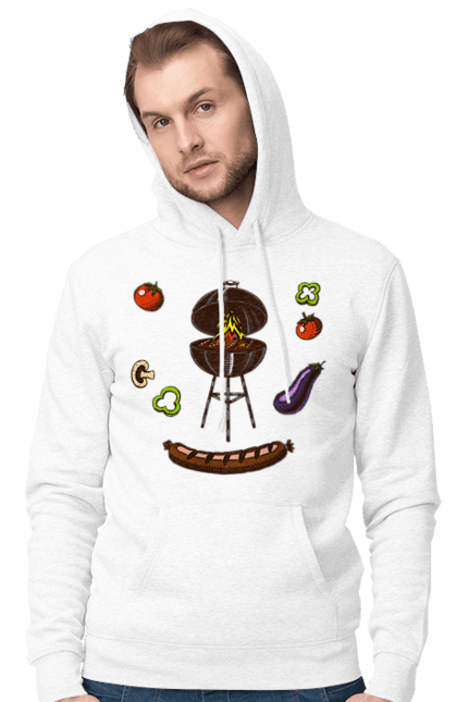 Men`s hoodie with prints Barbecue Sausage. Barbecue, fry, grill, sausage. 2070702