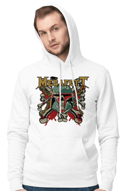 Men's hoodie with prints Megafett. Bob fett, boba fett, clone, head hunter, megadeth, megafett, star wars. 2070702