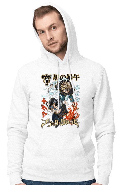 Men's hoodie with prints Black Clover Magna Swing and Luck Voltia. Anime, black clover, luck voltia, magna swing, manga, wizard king. 2070702