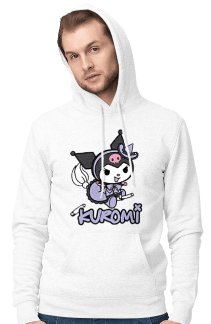 Men's hoodie with prints Hello Kitty Kuromi. Anime, character, hello kitty, kuromi, my melody, sanrio. 2070702