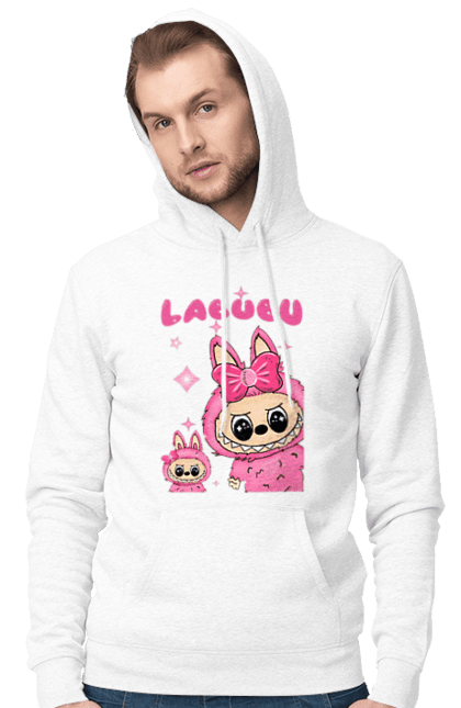 Чоловіче худі з принтом "Лабубу". Іграшка лабубу, лабубу, лабубу кока кола, мерч лабубу, мила, рожева лабубу, смішна лабубу. 2070702